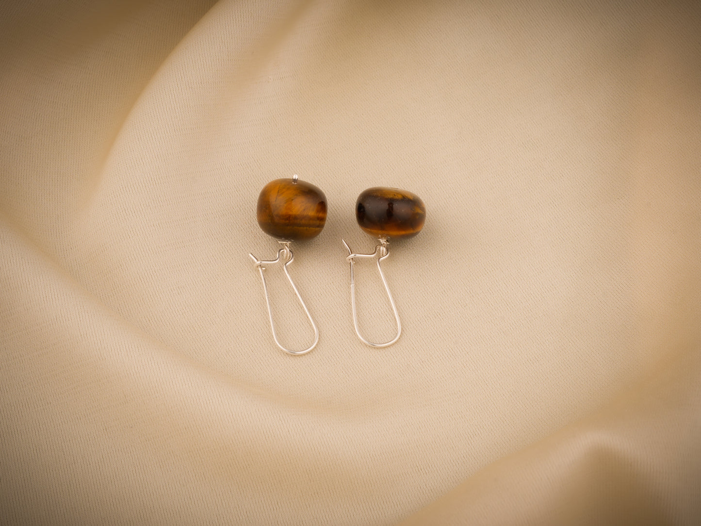 Tiger Stone Silver Danglers