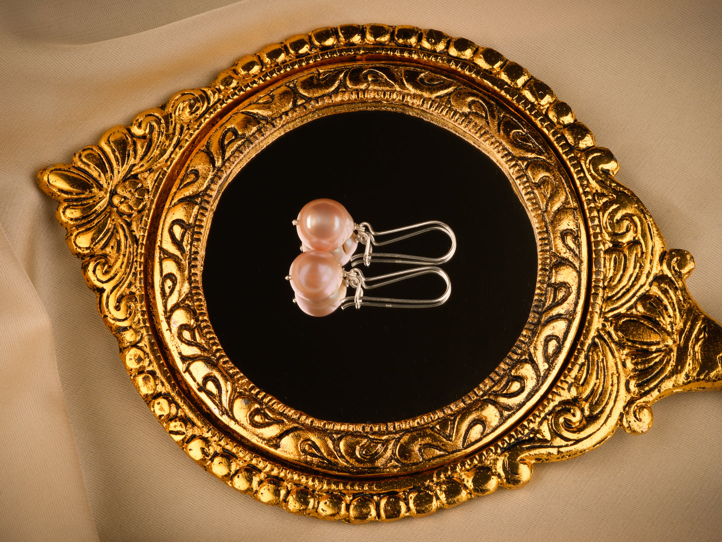 Pink Baroque Pearl Silver Danglers