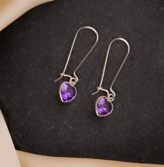Amethyst Heart Drop Danglers
