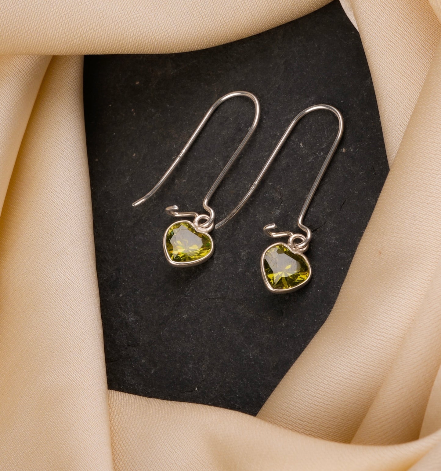 Peridot Heart Danglers