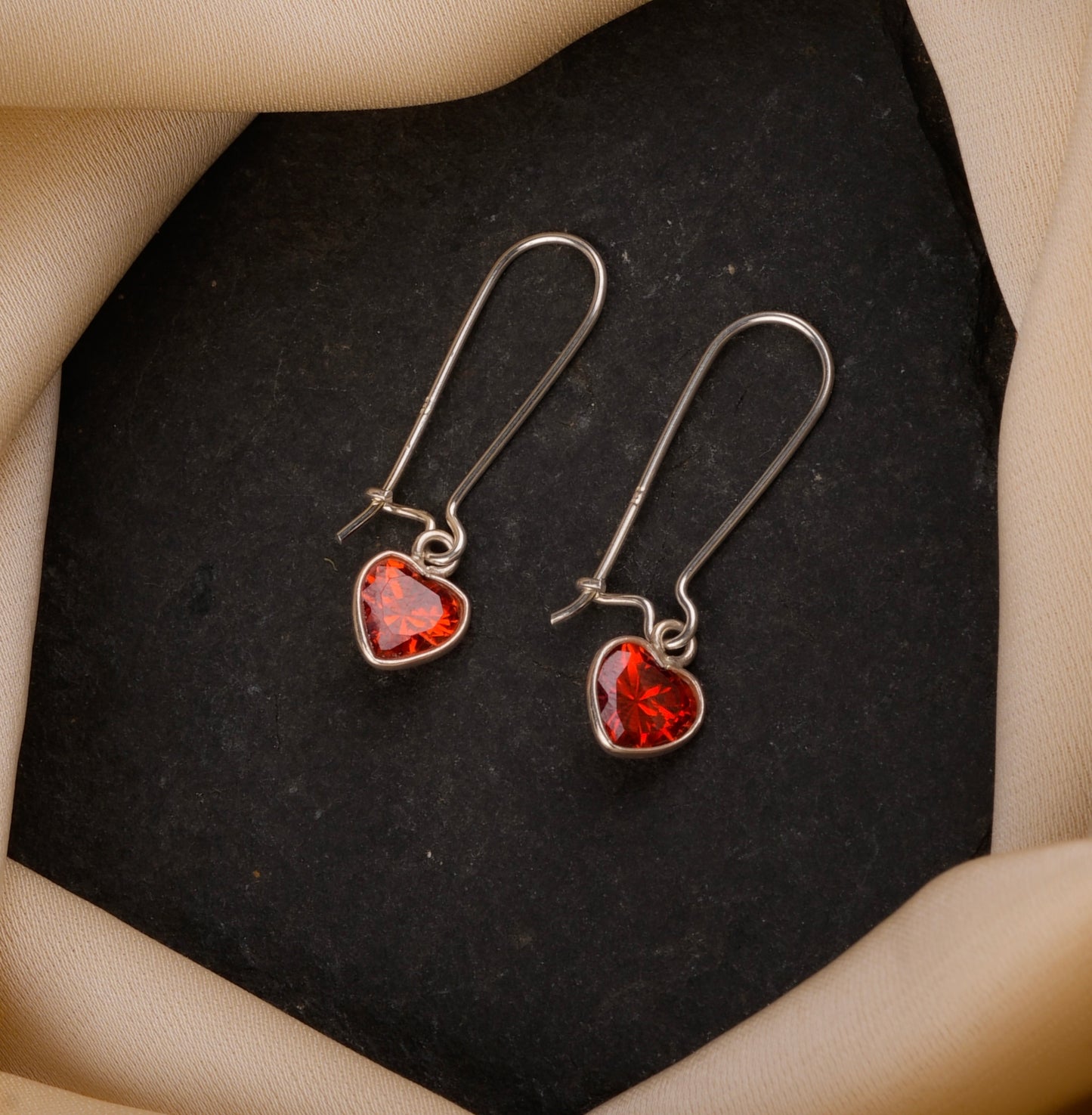 Red Haute Heart Drop Danglers