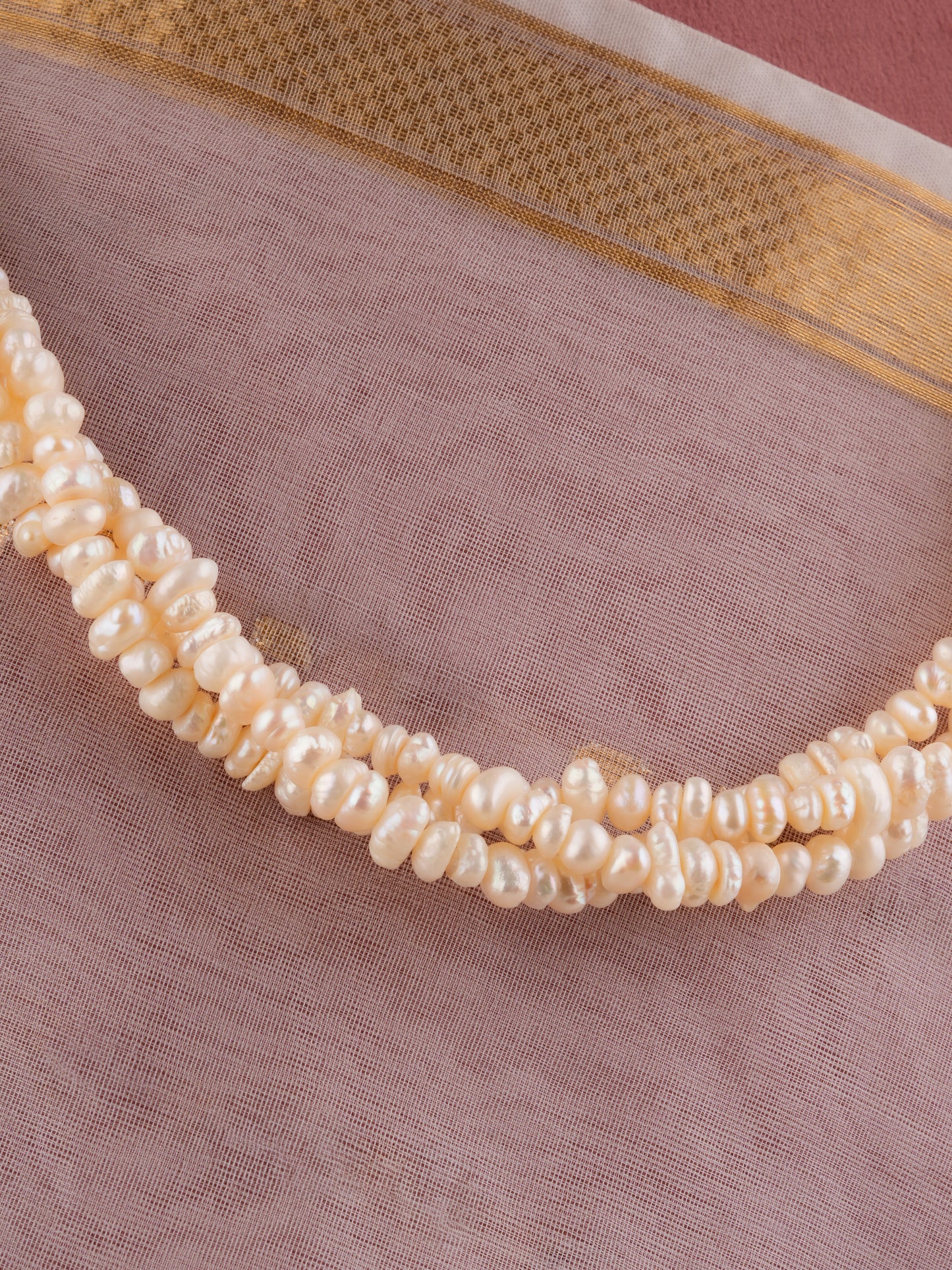 Tri Layered Freshwater Pearl Tumbles Necklace