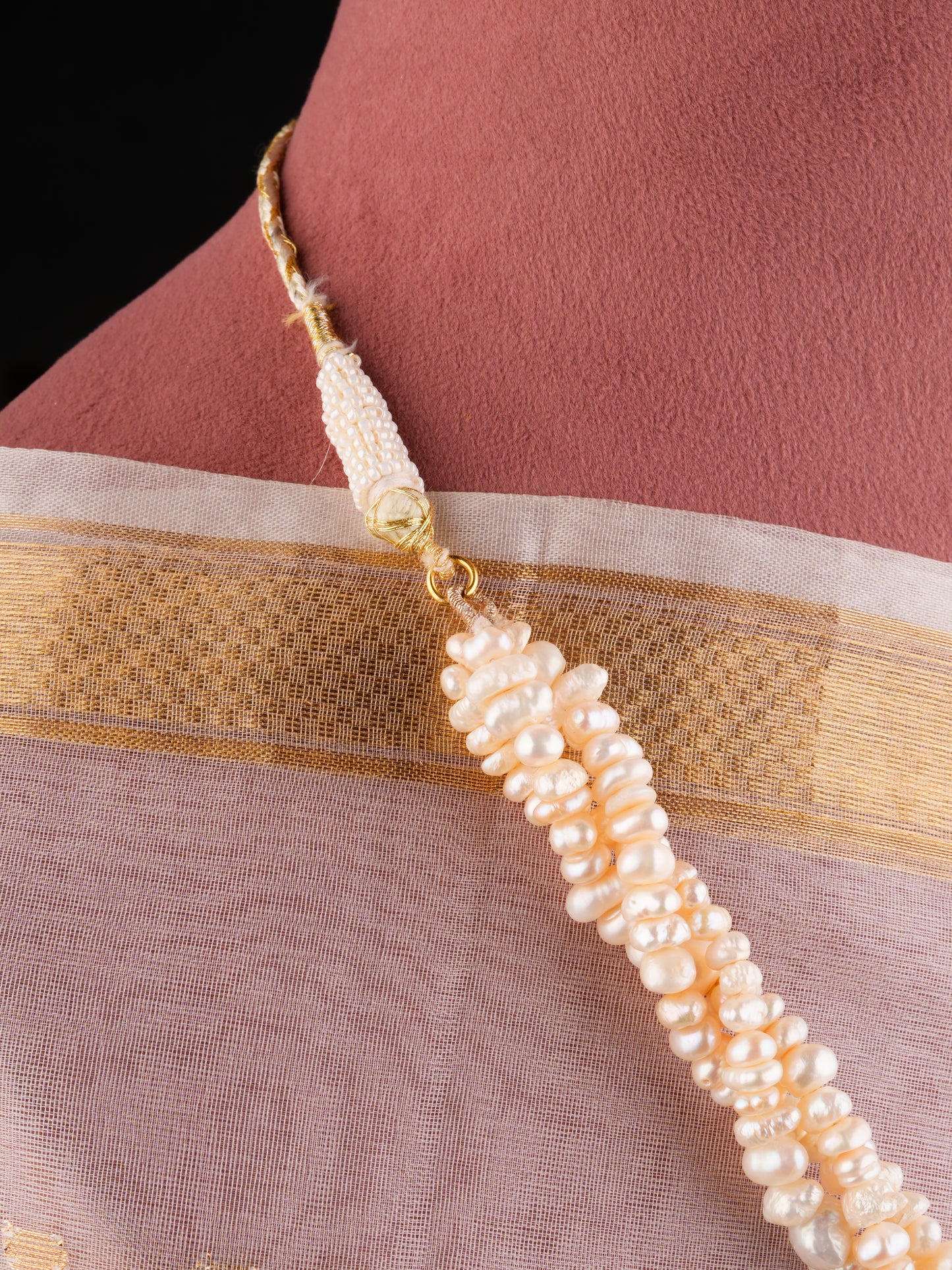 Tri Layered Freshwater Pearl Tumbles Necklace