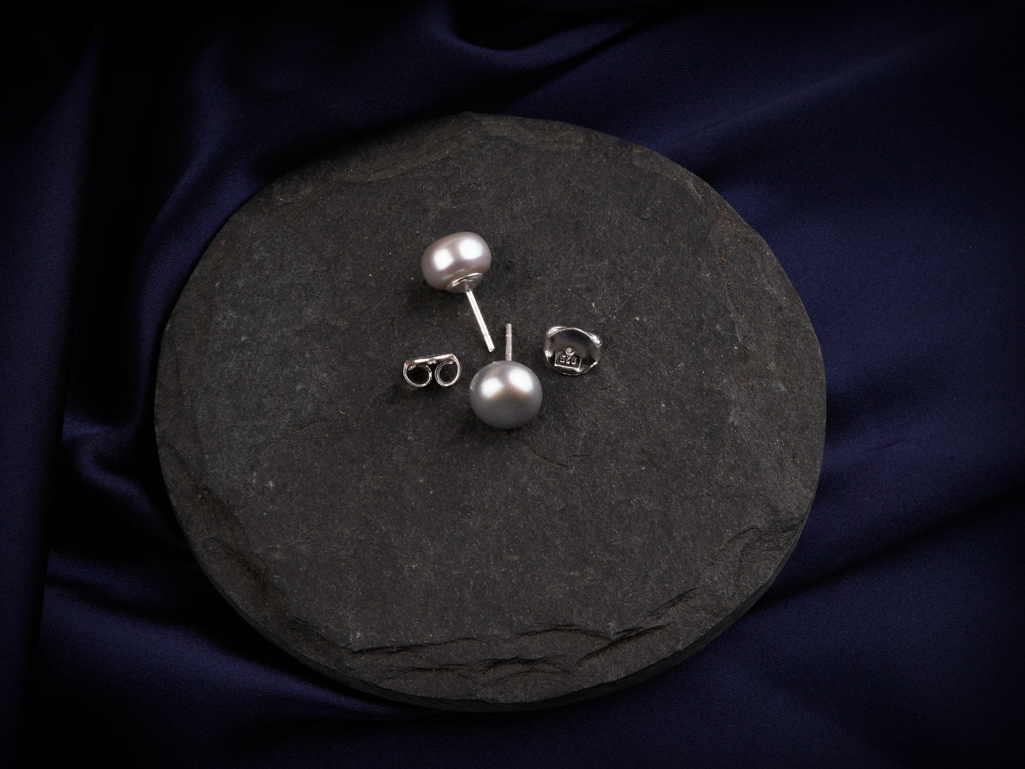 Ash Grey Pearl Studs (11 mm)