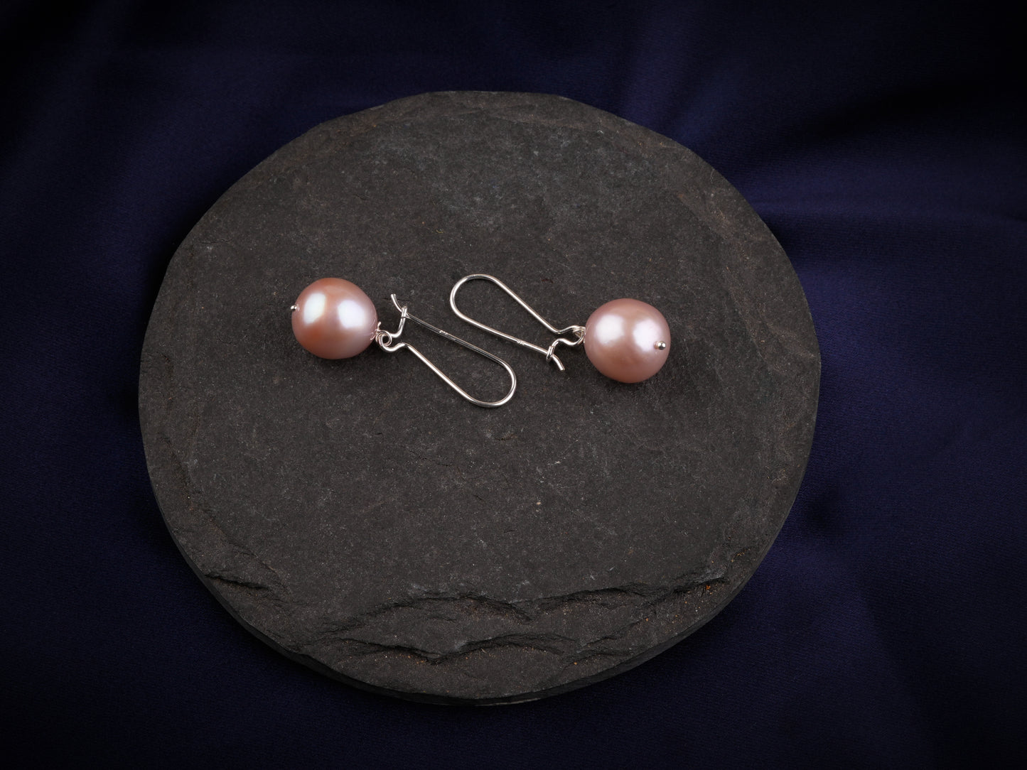 Pink Baroque Pearl Silver Danglers