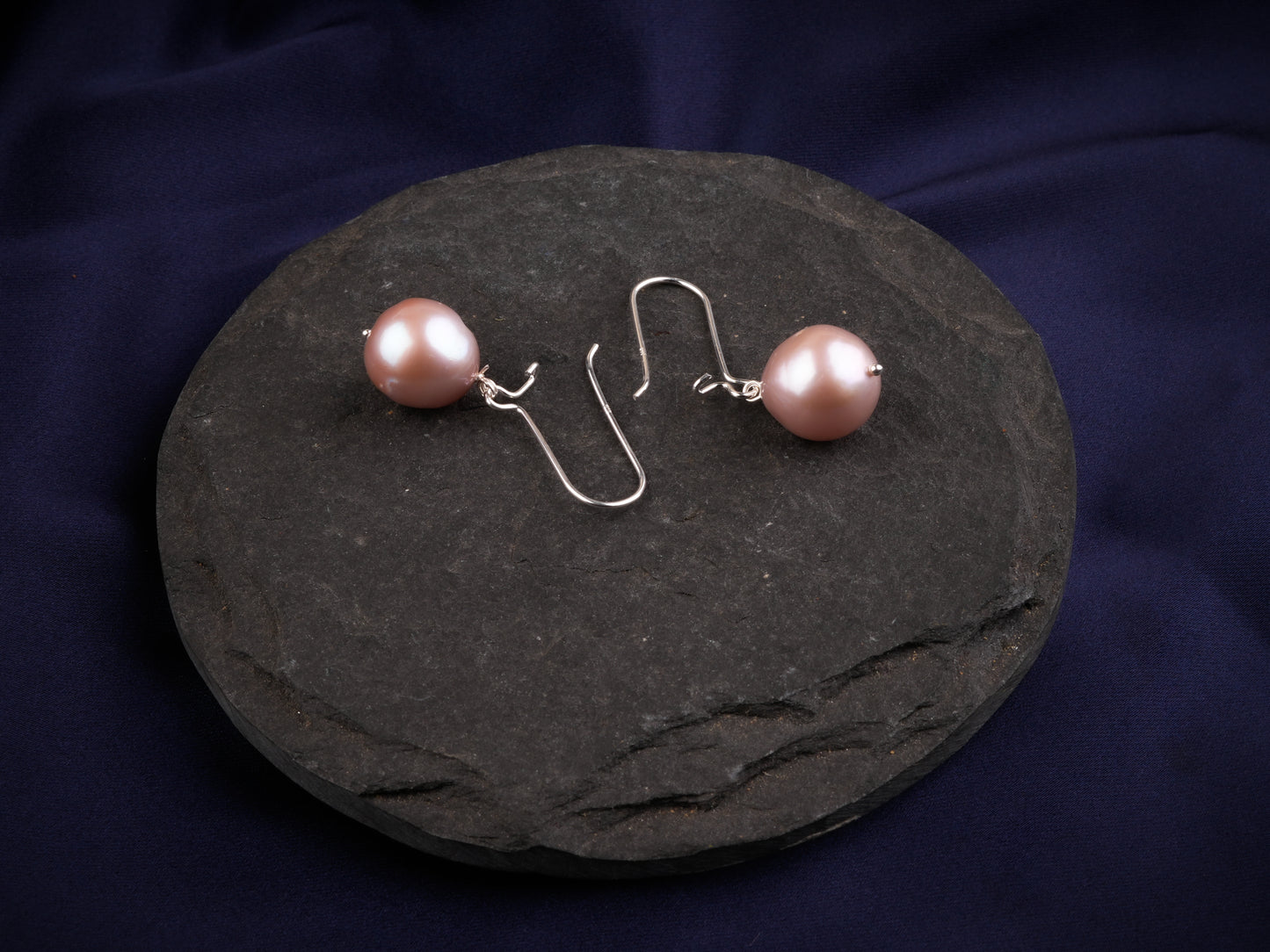 Pink Baroque Pearl Silver Danglers