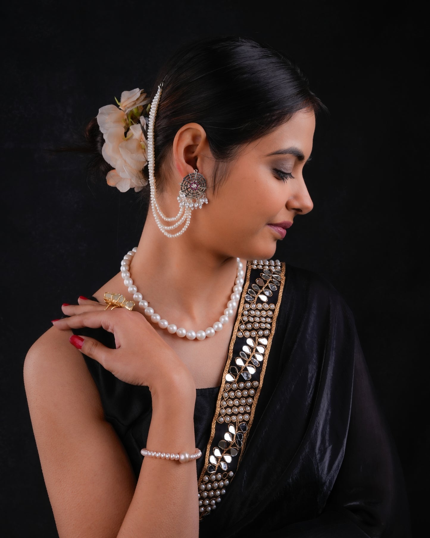 Freshwater Pearls Ear Chains Pair