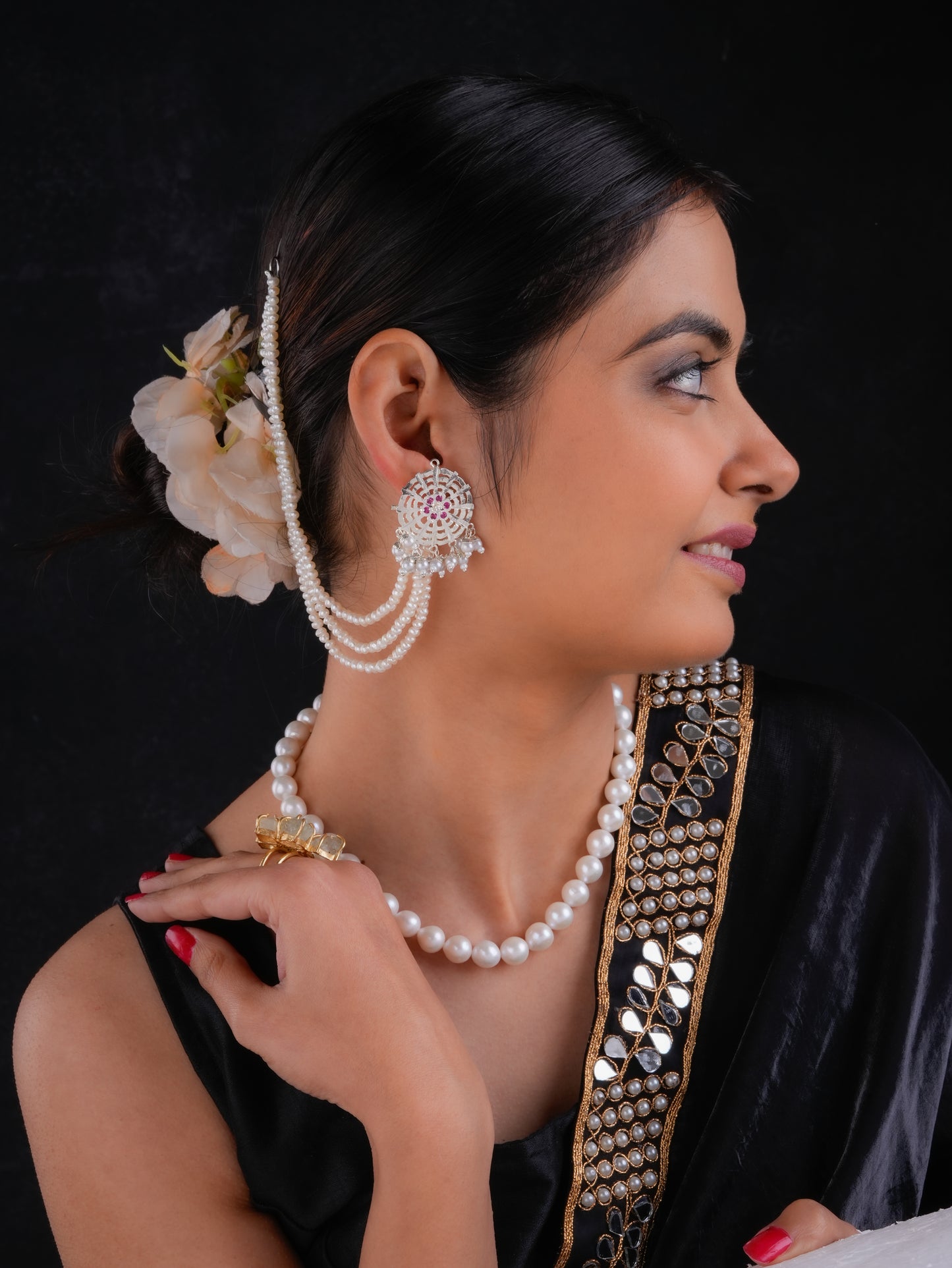 Freshwater Pearls Ear Chains Pair