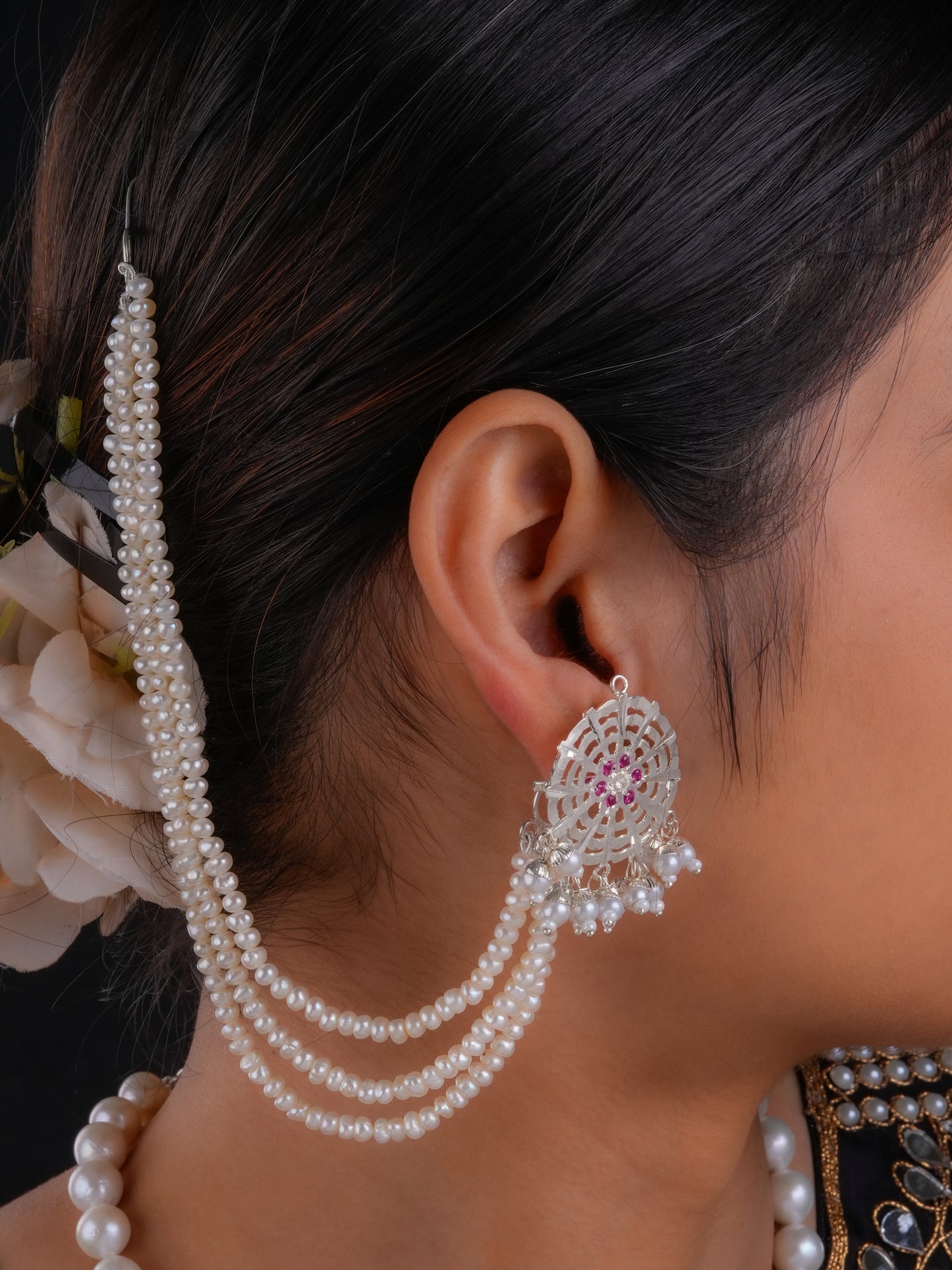 Freshwater Pearls Ear Chains Pair