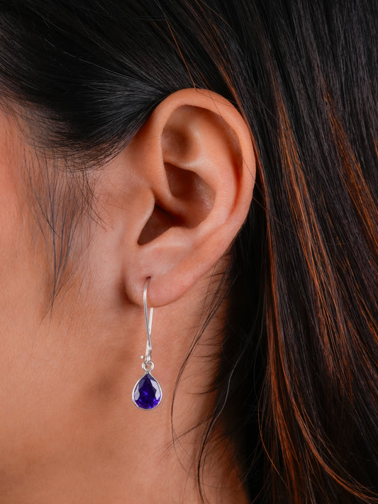 Amethyst Silver Drop Danglers