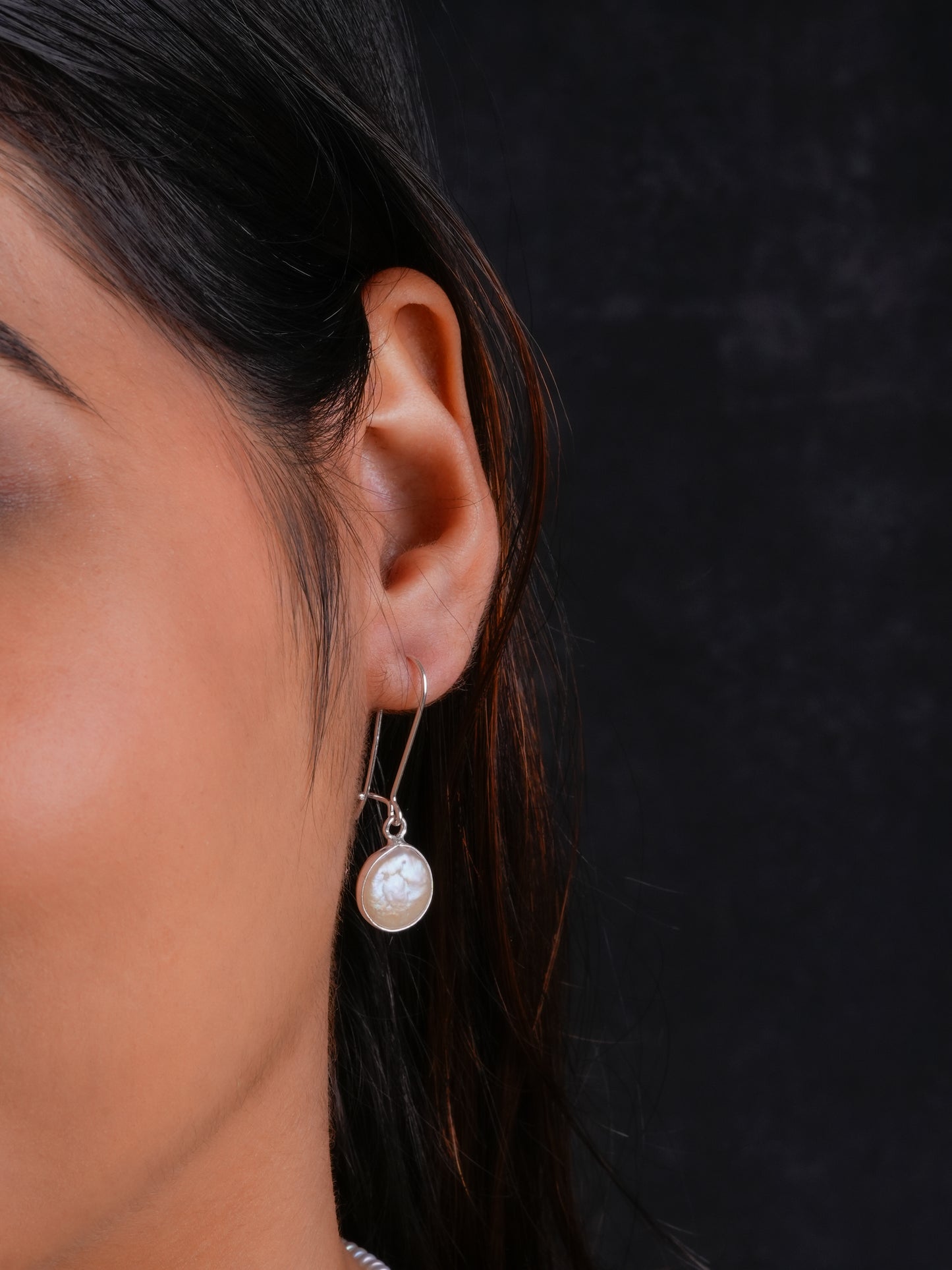 Delicate Coin Pearl Bezel Earrings