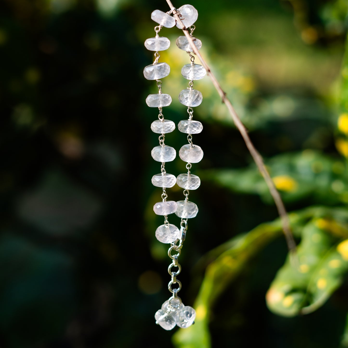 Faceted Rose Quartz Silver Links Bracelet