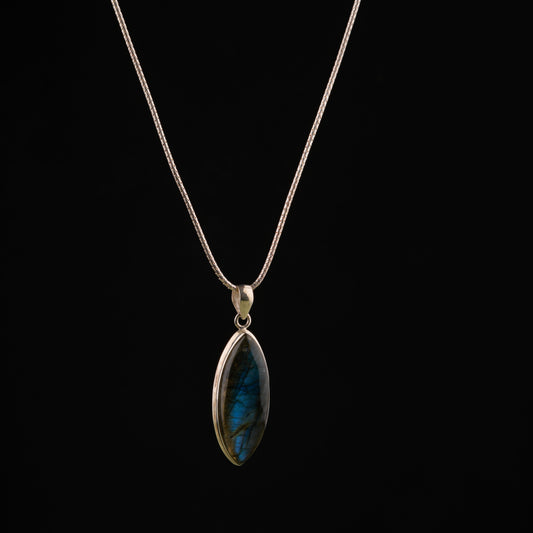 Marquise Labradorite Silver Pendant