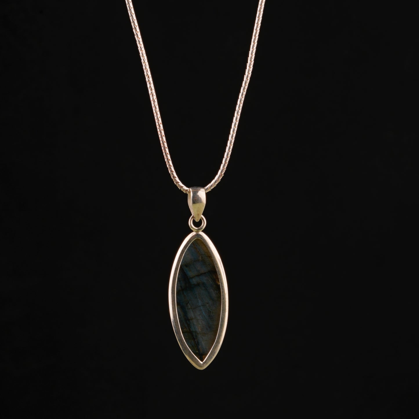 Marquise Labradorite Silver Pendant