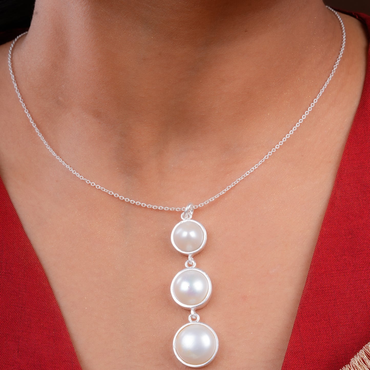 Glimmer Freshwater Pearl Silver Necklace