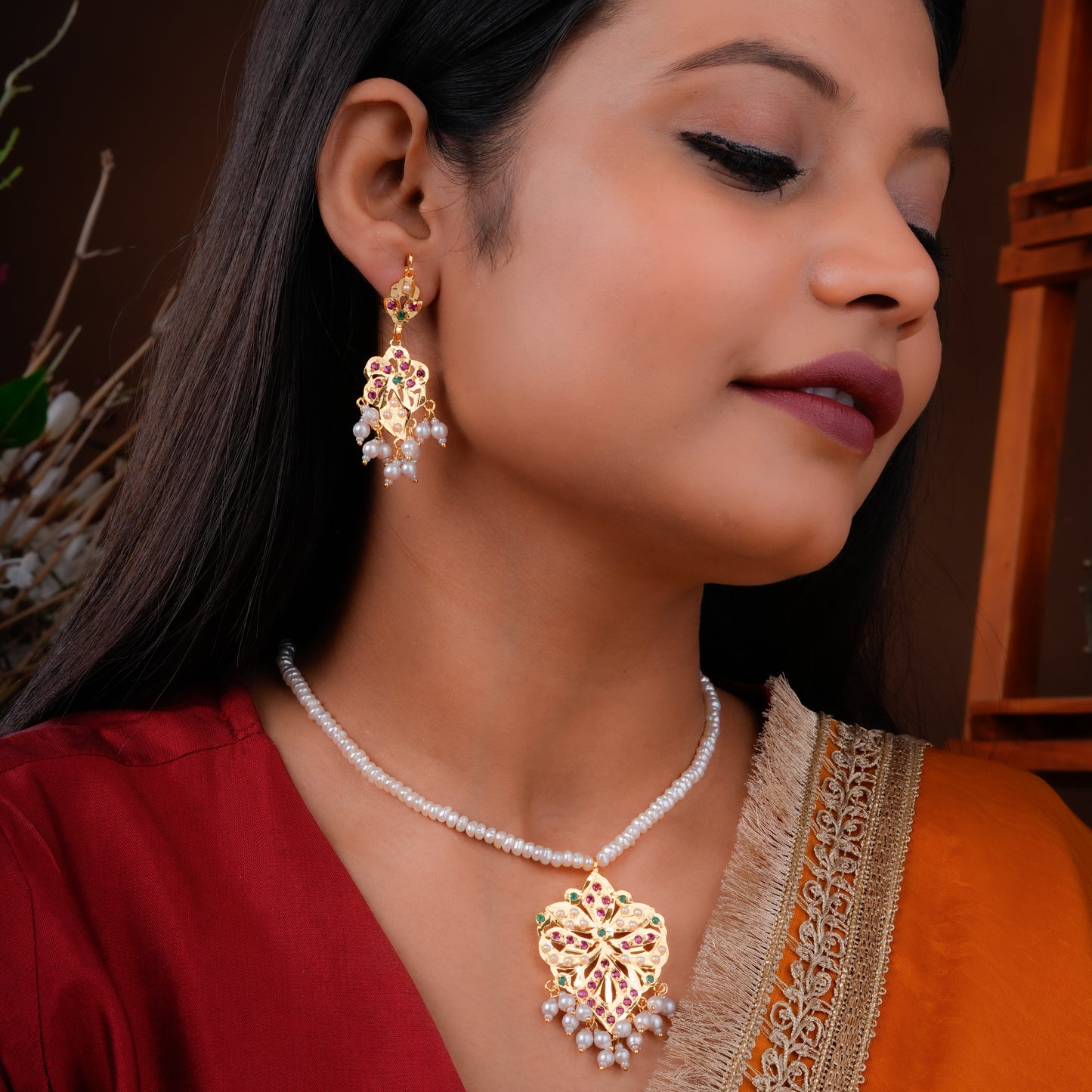 Arshia Purani Dilli Gold Plated Silver Necklace Set