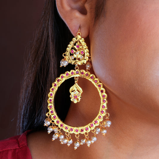 Saira Purani Dilli Gold Plated Silver Chand Baali