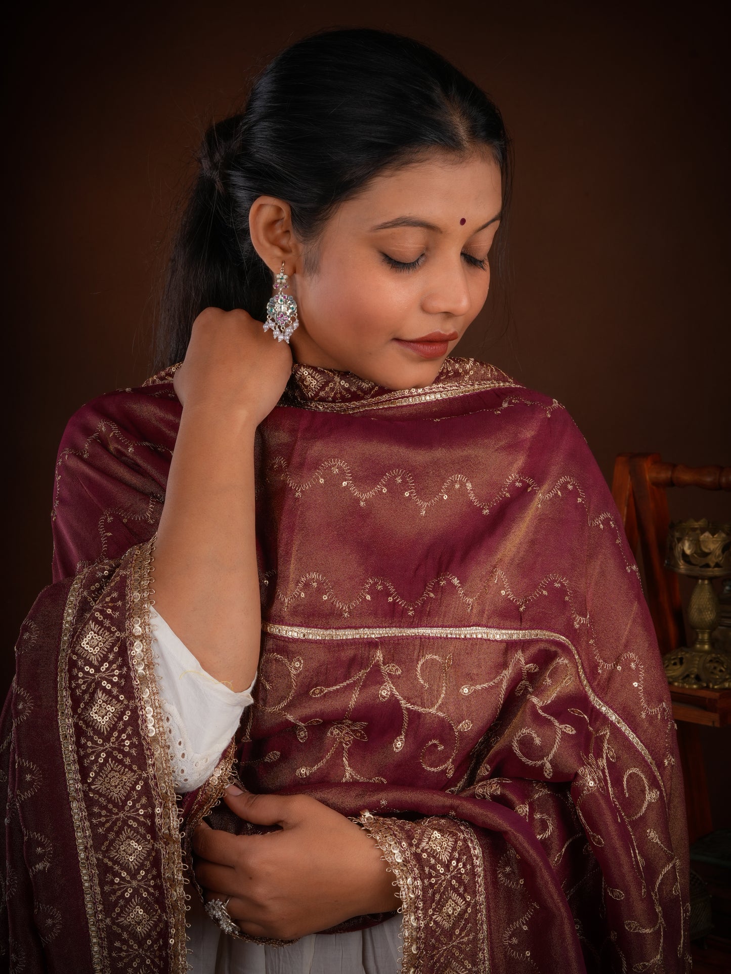 Festive Maroon Fashion Dupatta