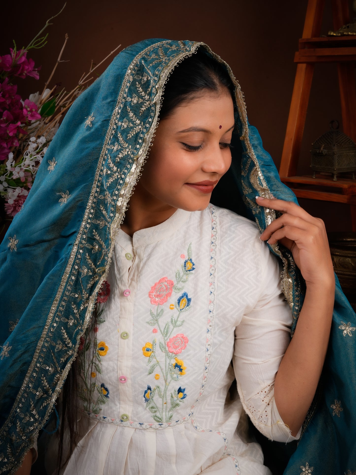 Totapari Teal Fashion Dupatta