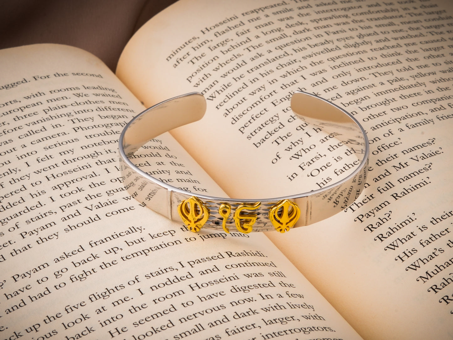 "Ik Omkar" Dual Tone Silver Cuff For Men