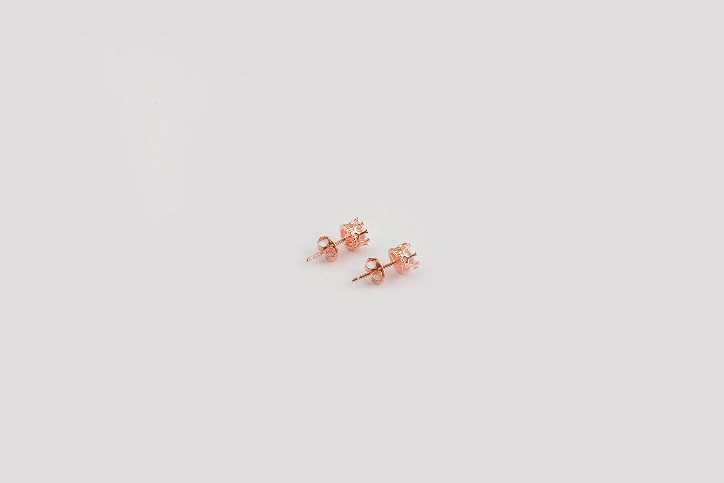 Rose Gold Plated Silver Solitaire Studs