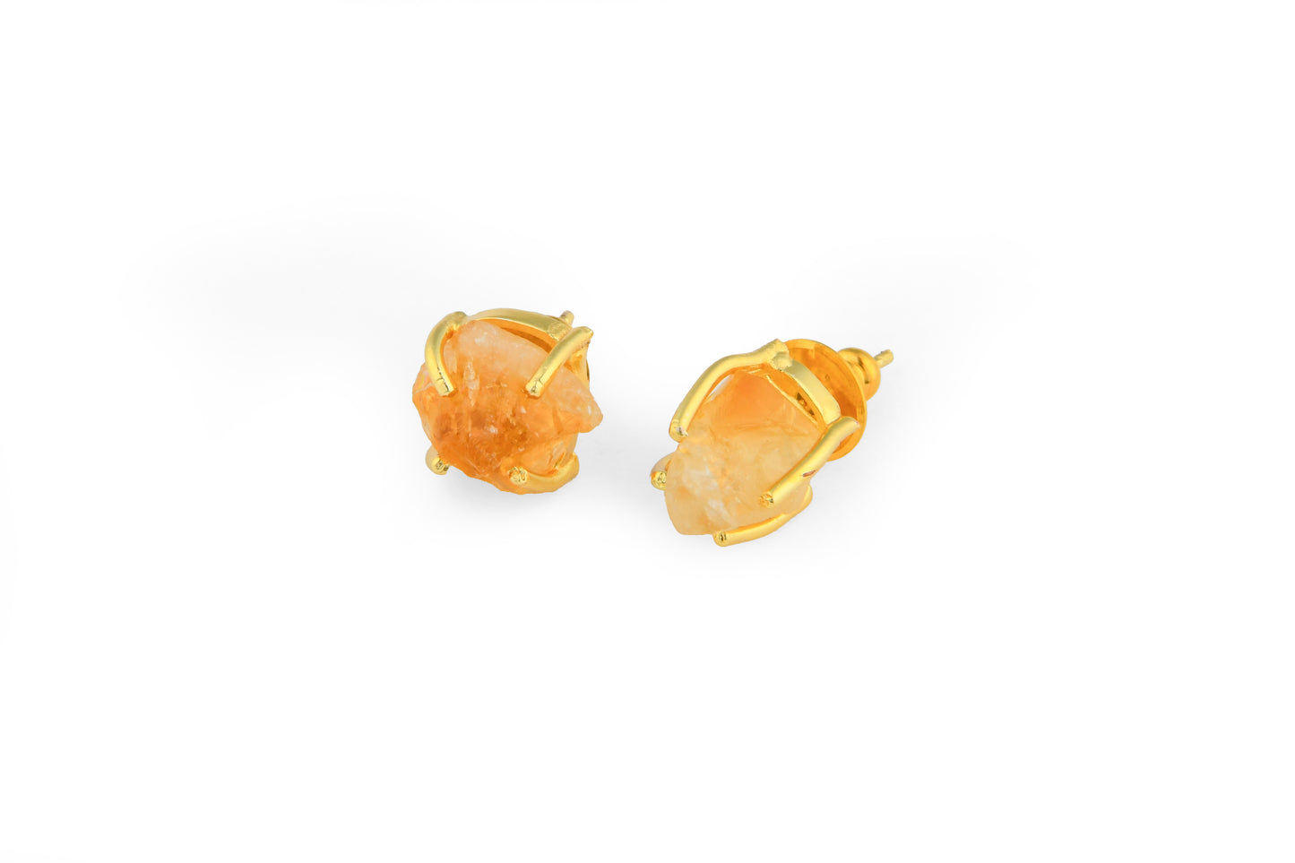 Uncut Citrine Studs