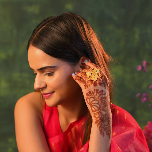 Purani Dillli Gold Plated Silver Ring (1)