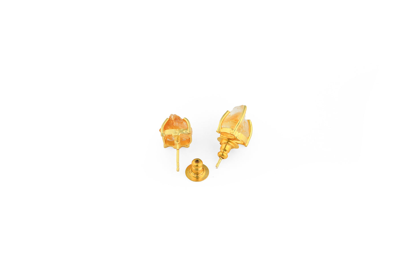 Uncut Citrine Studs