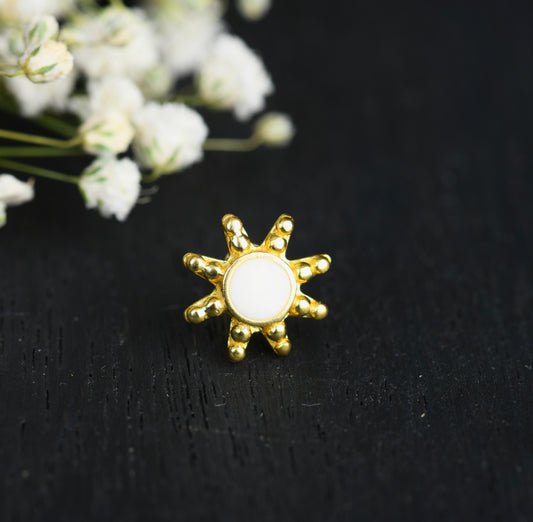 Rock Star Gold Plated Silver Nose Pin