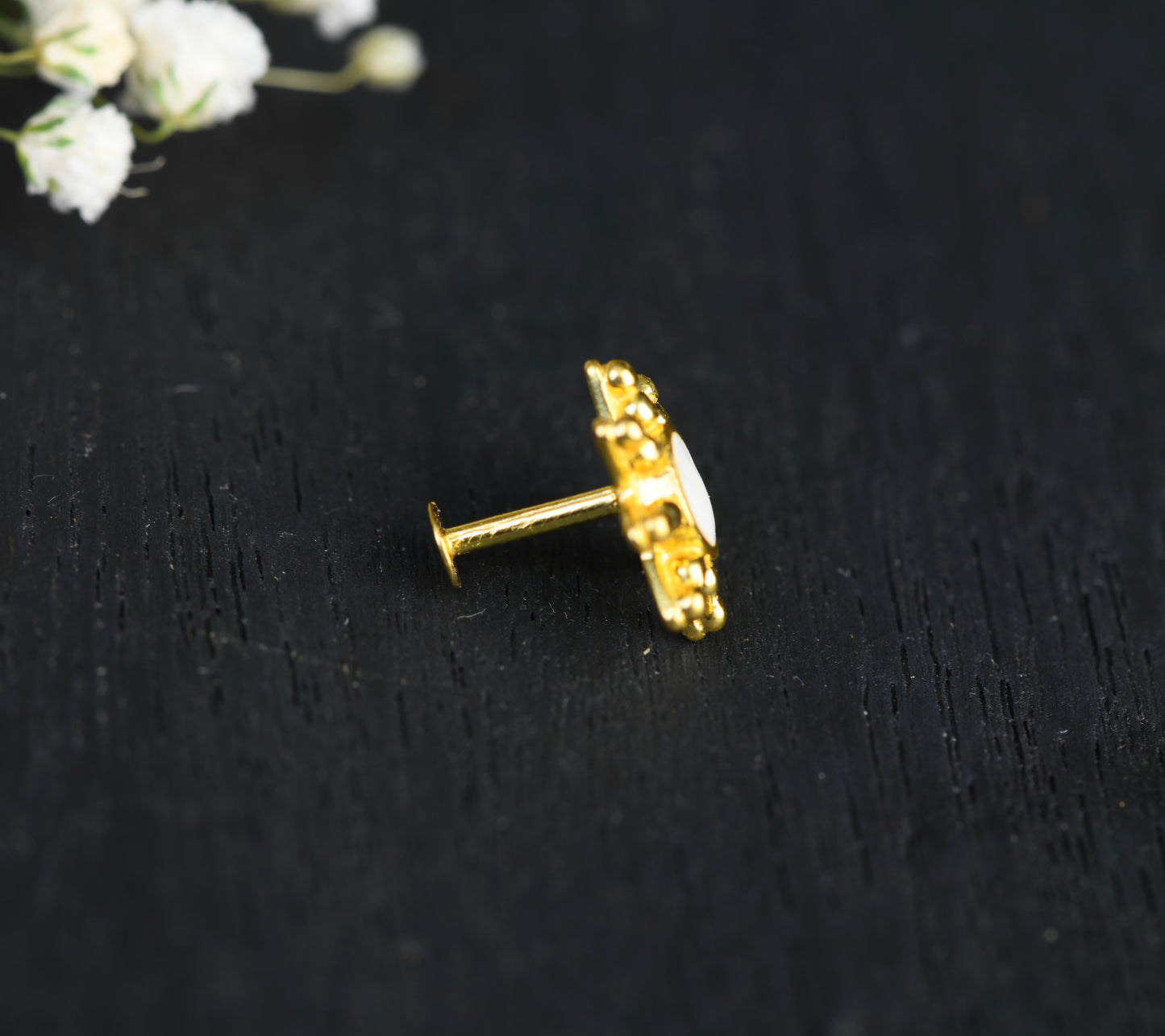 Rock Star Gold Plated Silver Nose Pin