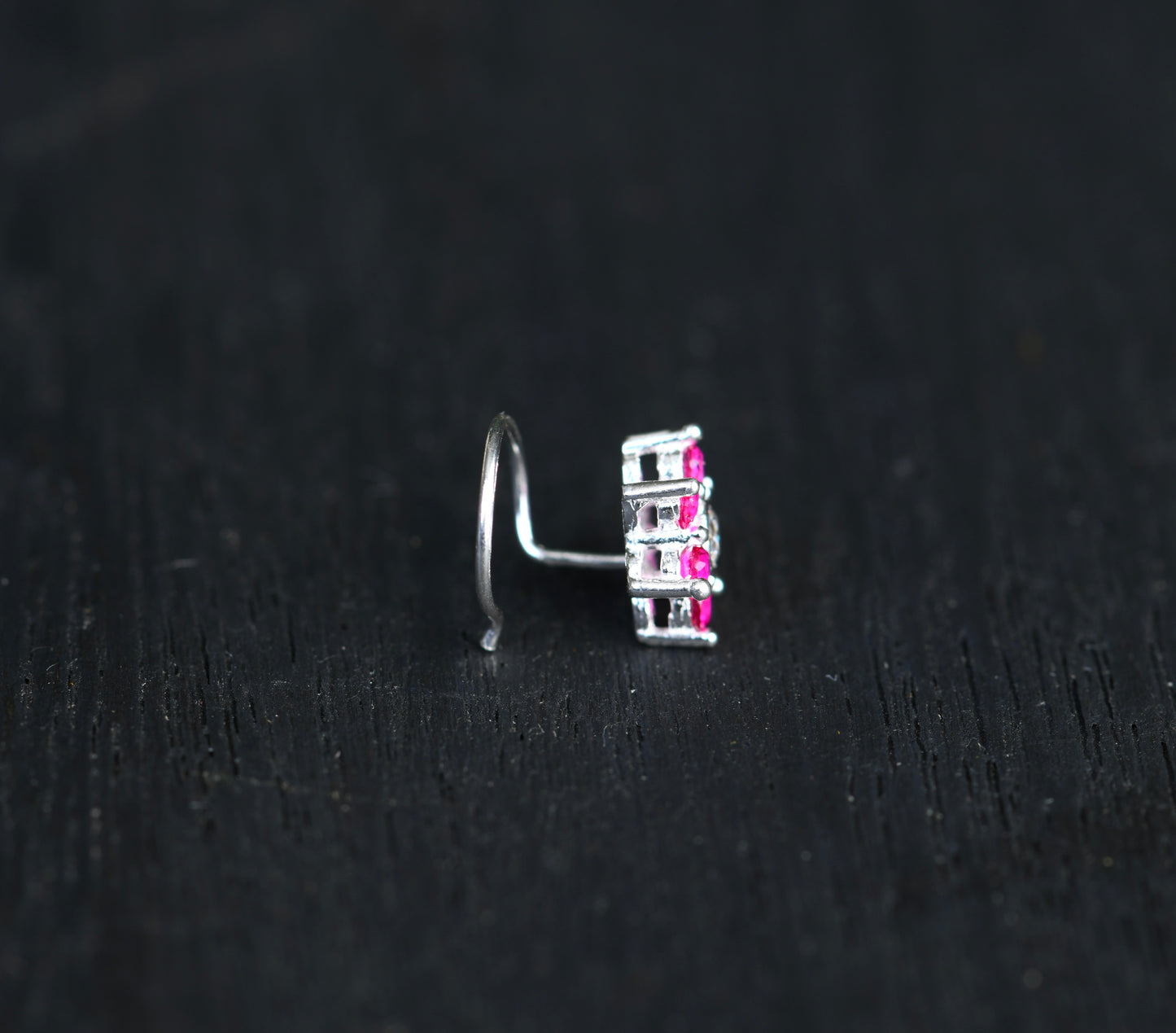 Ruby Star Silver Nose Pin