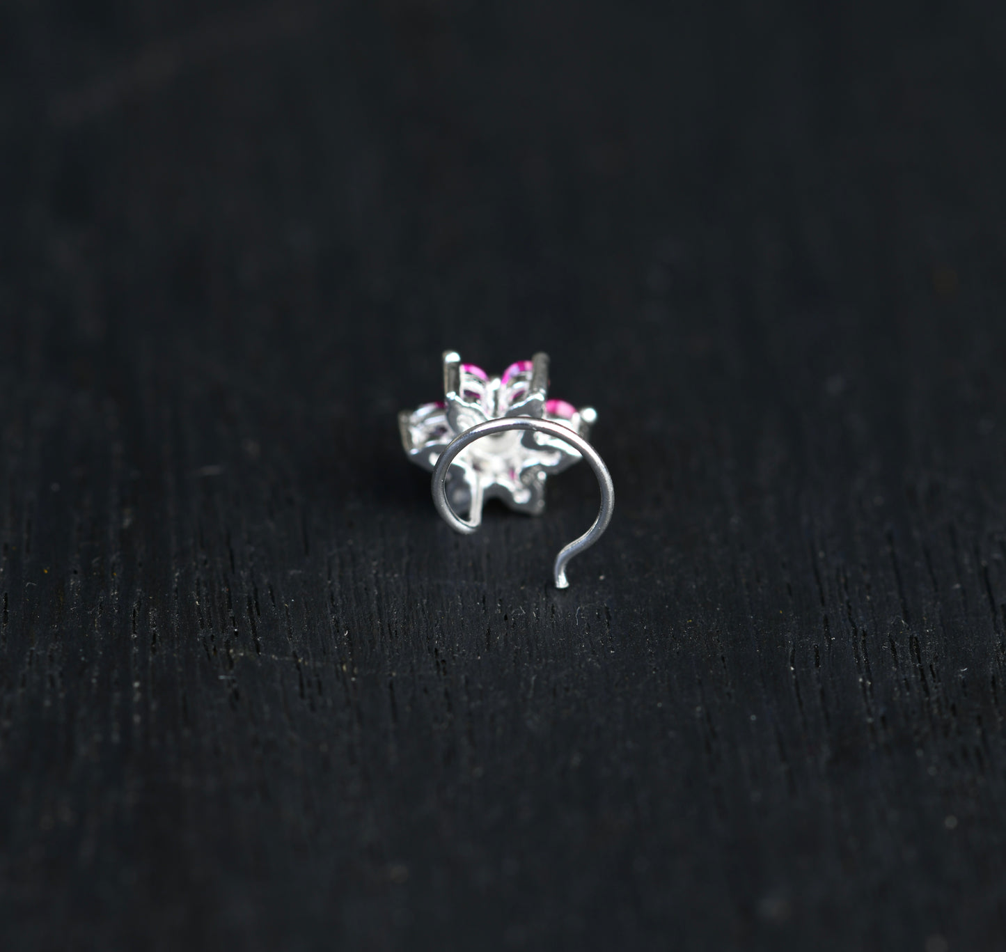Ruby Star Silver Nose Pin