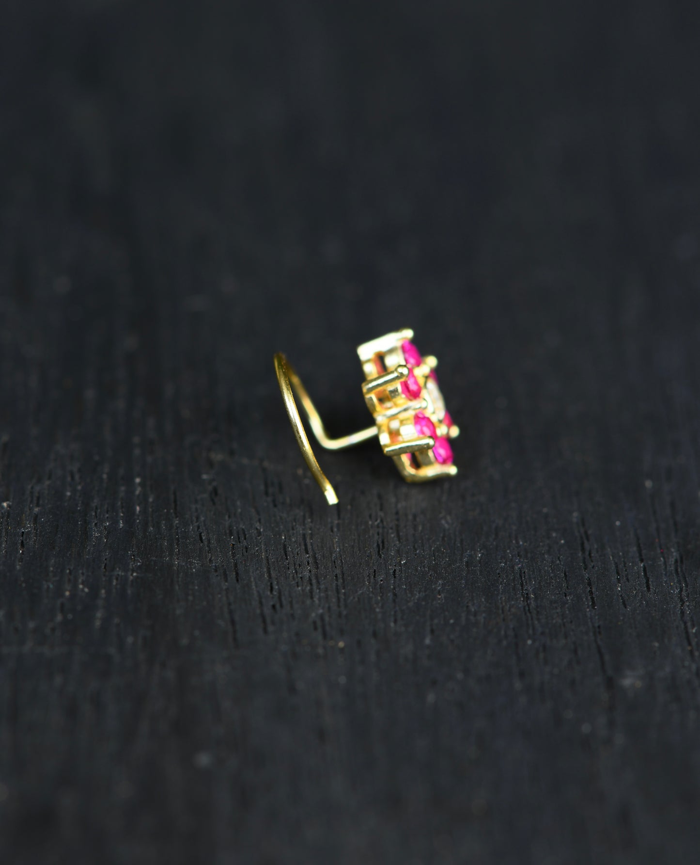 Ruby Star Gold Plated Silver Nose Pin