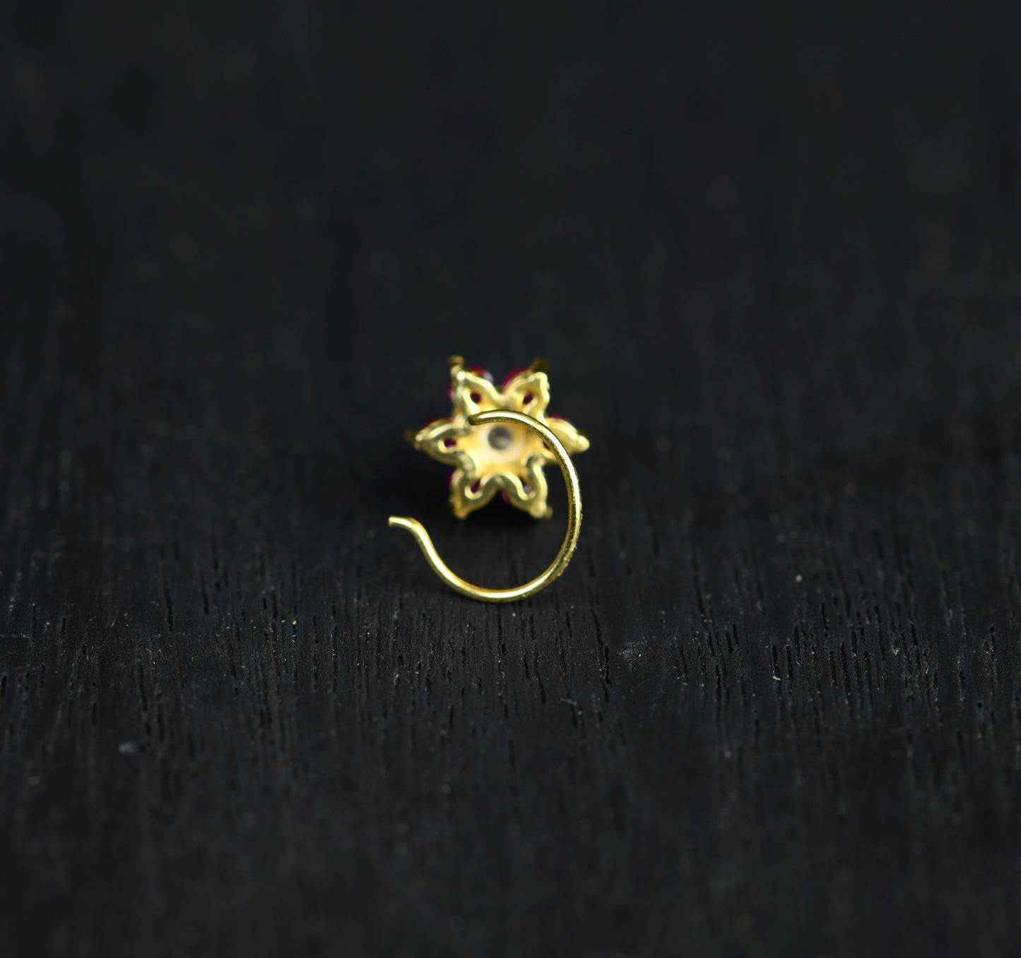 Ruby Star Gold Plated Silver Nose Pin