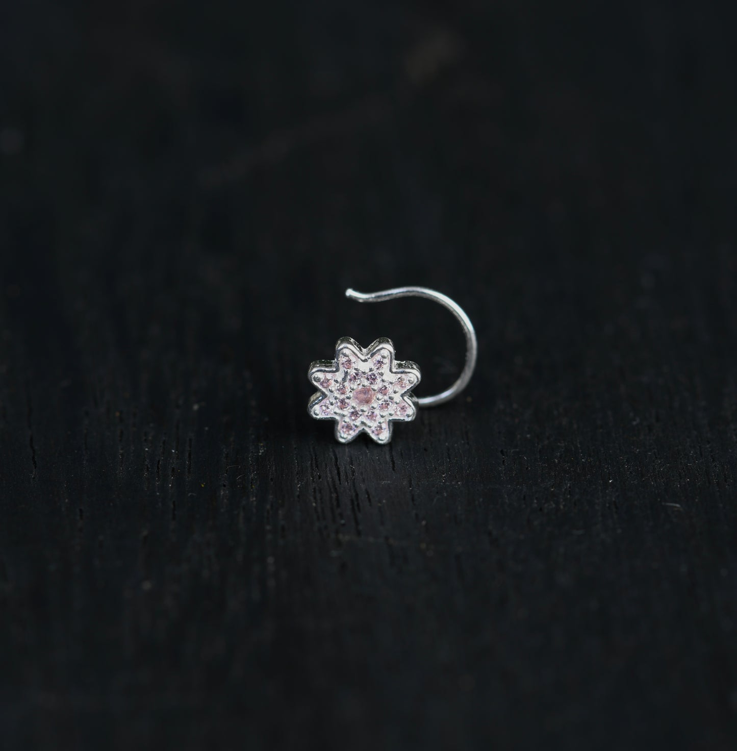 Peach Star CZ Silver Nose Pin