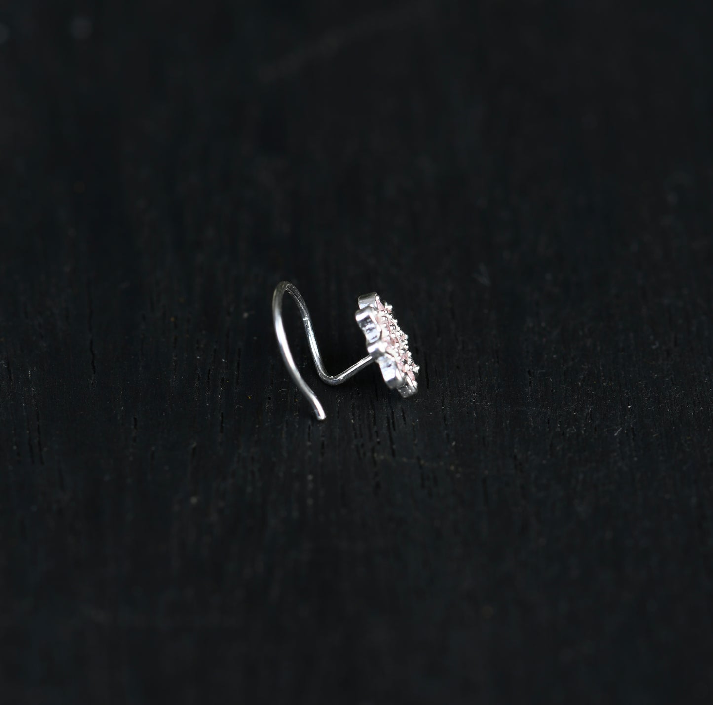 Peach Star CZ Silver Nose Pin