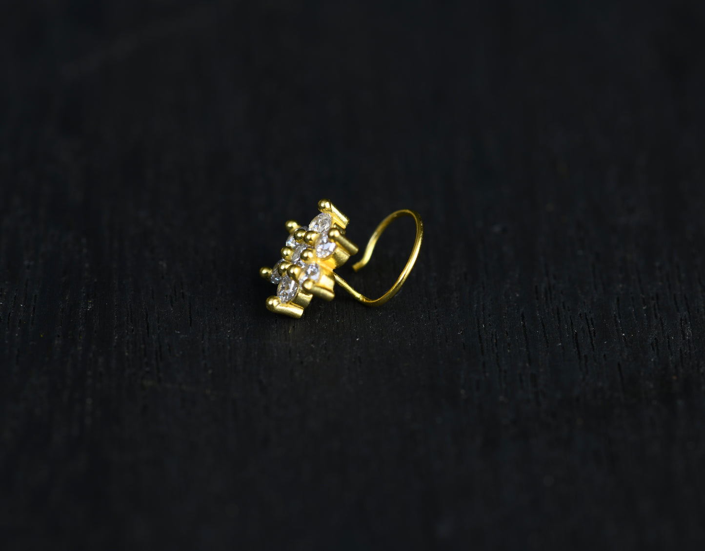 Gold Plated Silver CZ Nose Pin