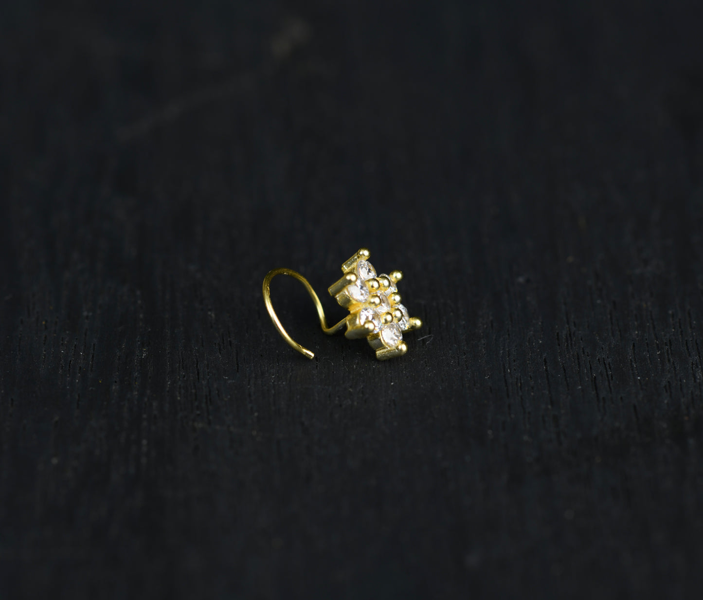 Gold Plated Silver CZ Nose Pin