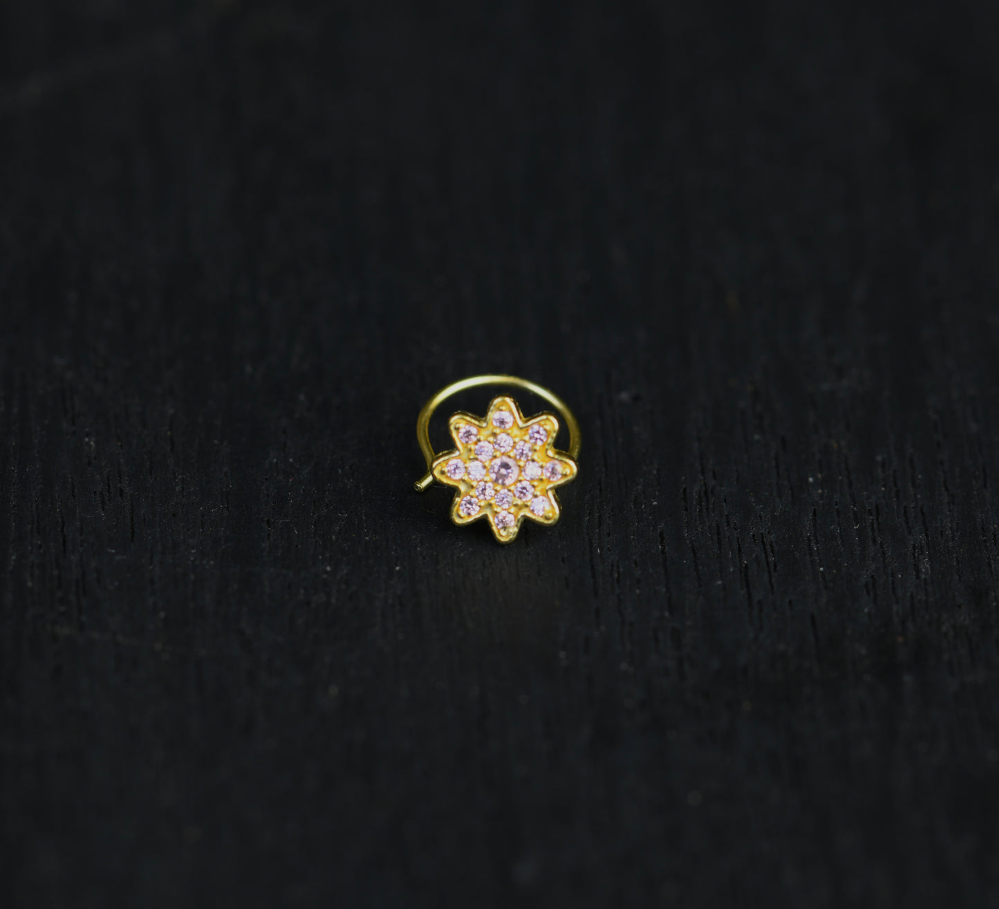 Peach Star CZ Gold Plated Silver Nose Pin