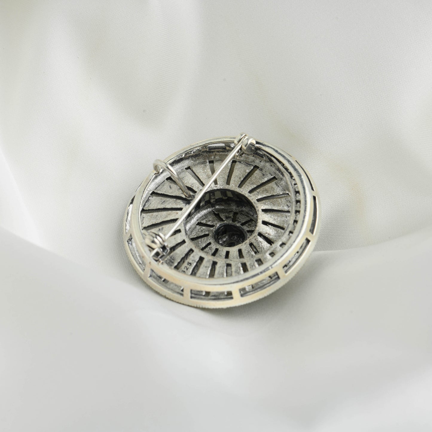 Marcasite Spiral Pendant - Sterling Silver Art Deco Necklace