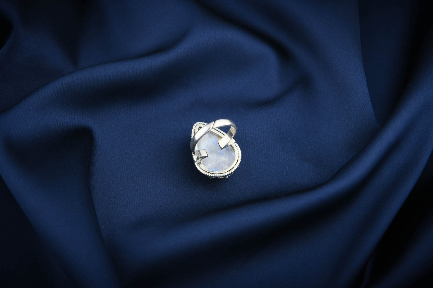 Moonstone Silver Drop Ring