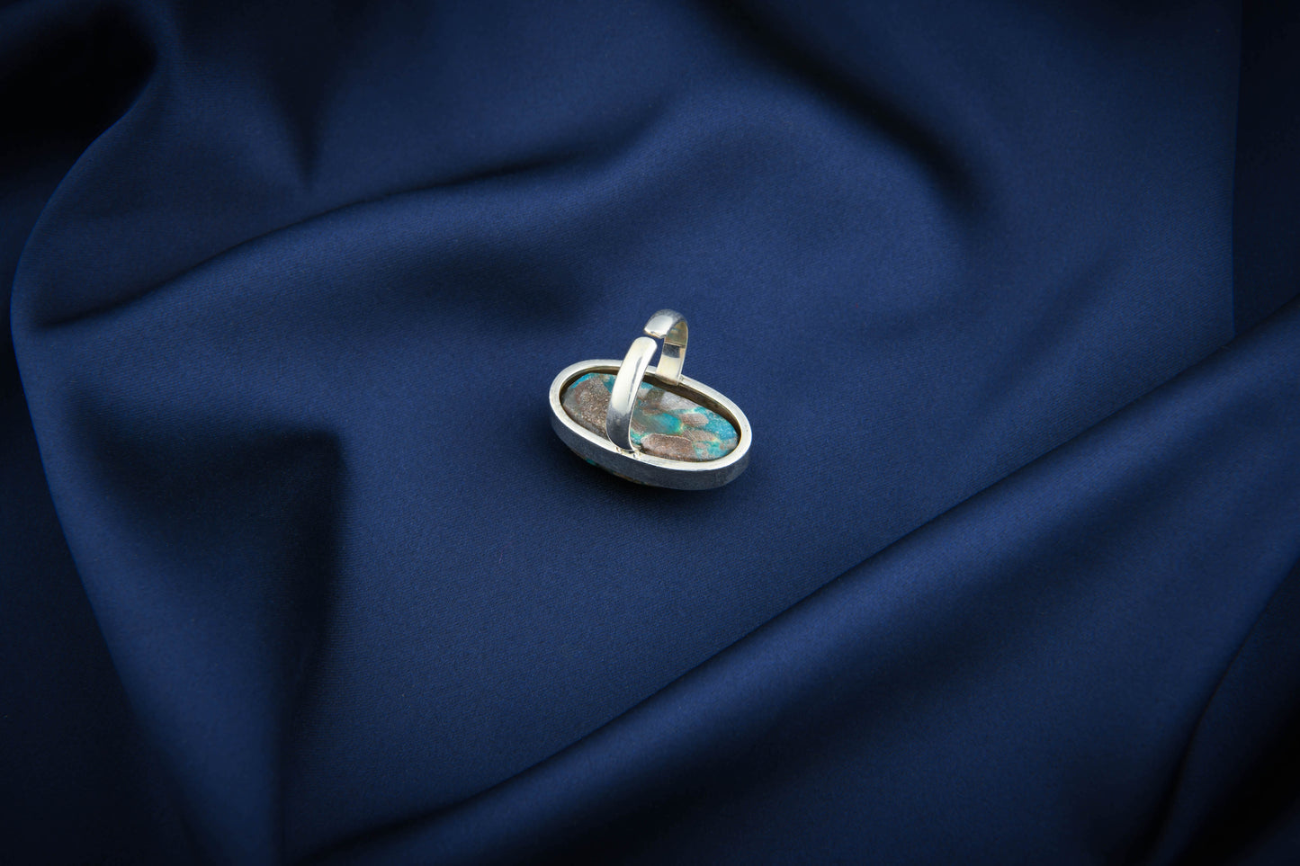 Oval Azurite Silver Ring