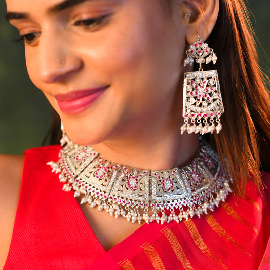 Mehtaab Purani Dilli Silver Necklace Set