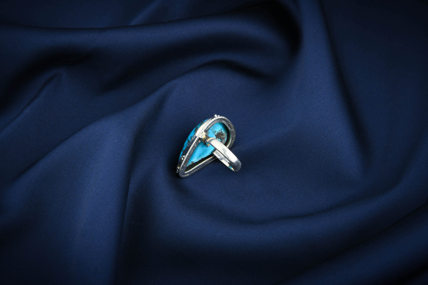 Azurite Drop Silver Ring