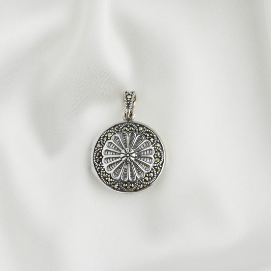 Sterling Silver Marcasite Mandala Pendant