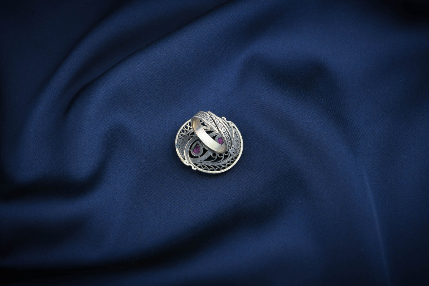 Pink Cut Stone Silver Ring