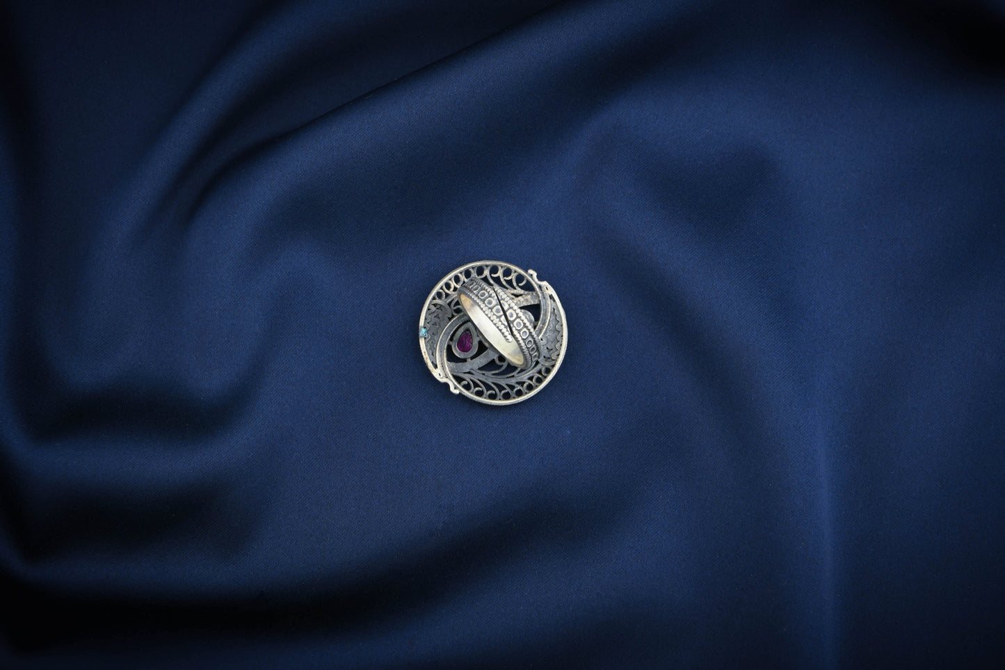 Pink Cut Stone Silver Ring