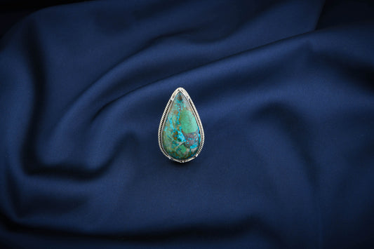 Azurite Drop Silver Statement Ring