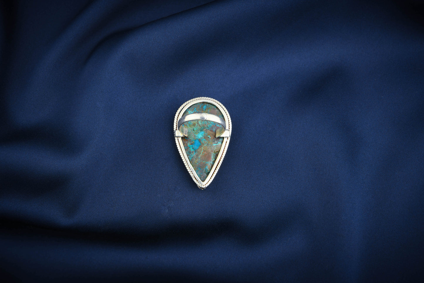 Azurite Drop Silver Statement Ring