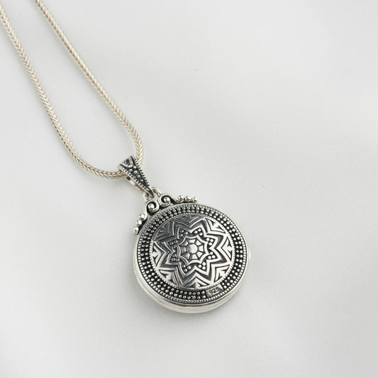 Celestial Star: Sterling Silver Mandala Openable Pendant